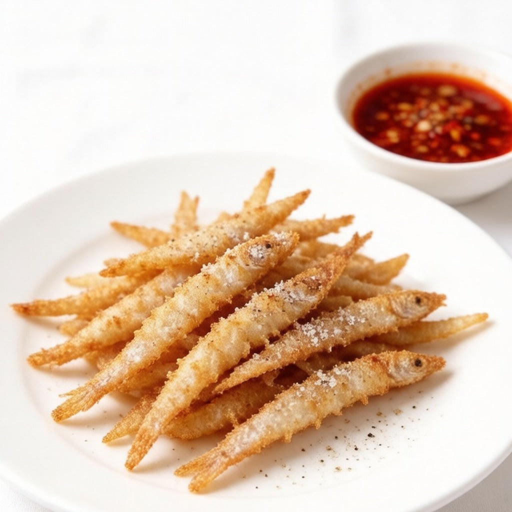 Quick-fried crisp whitebait